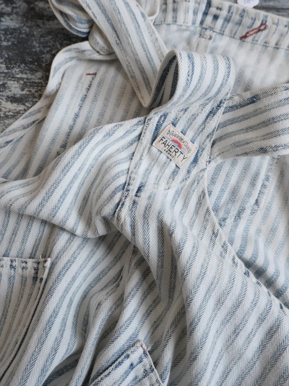 Faherty Topsail Stripe Straight Leg Overalls